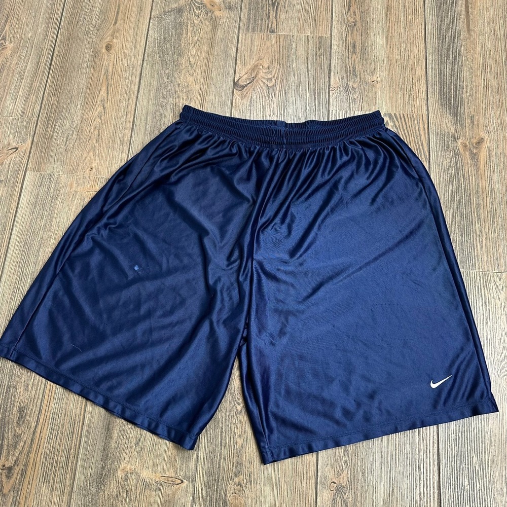 Nike Vintage 00s Athletic Shorts Men XL Navy Blue White Tag Shiny Silky Dazzle